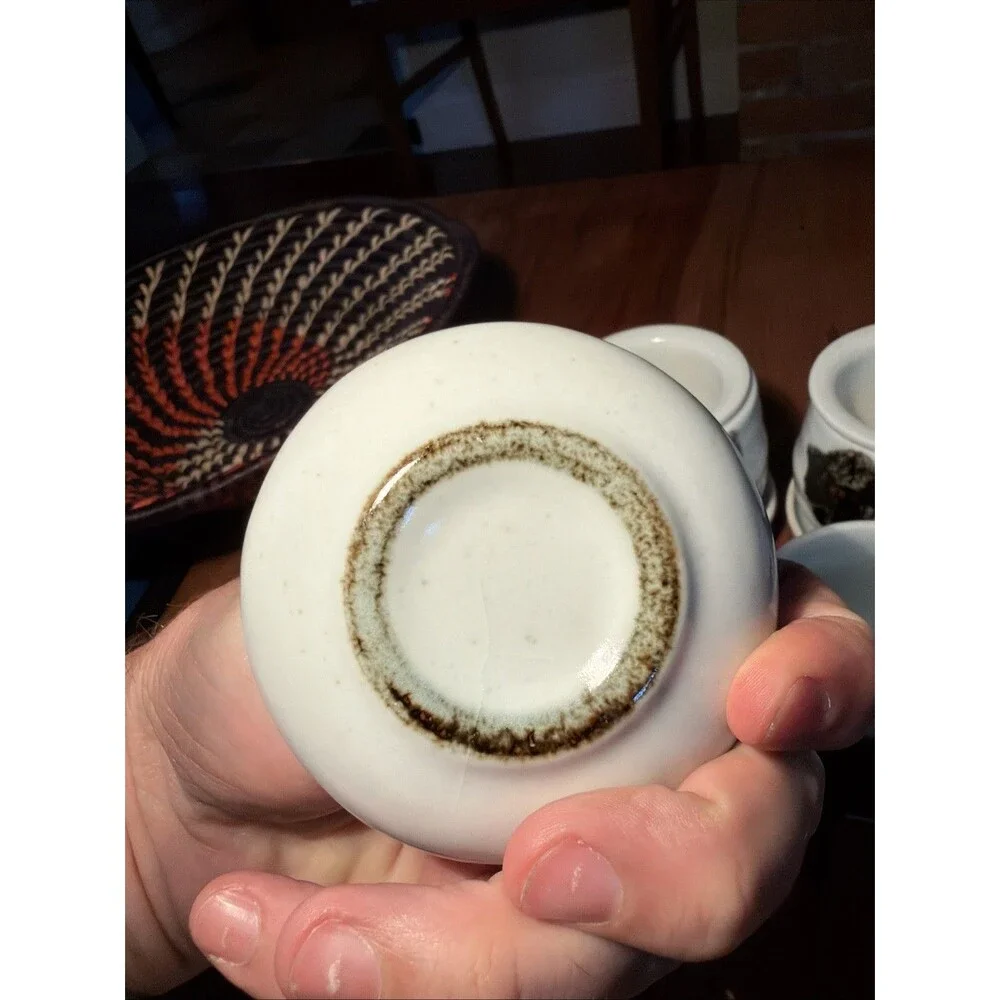 Vintage Japanese Ceramic Personal Tea Cup Set with Strainers (Set of 4)